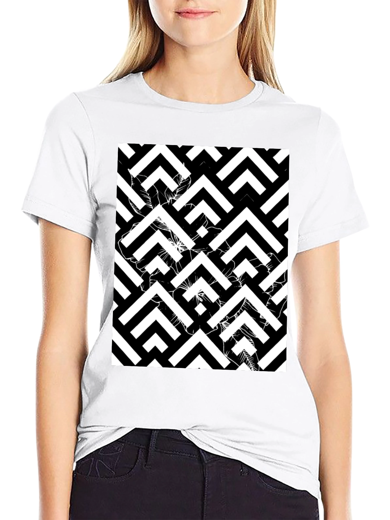 Abstract Geometric Black T-Shirt for Men