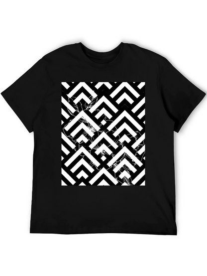 Abstract Geometric Black T-Shirt for Men