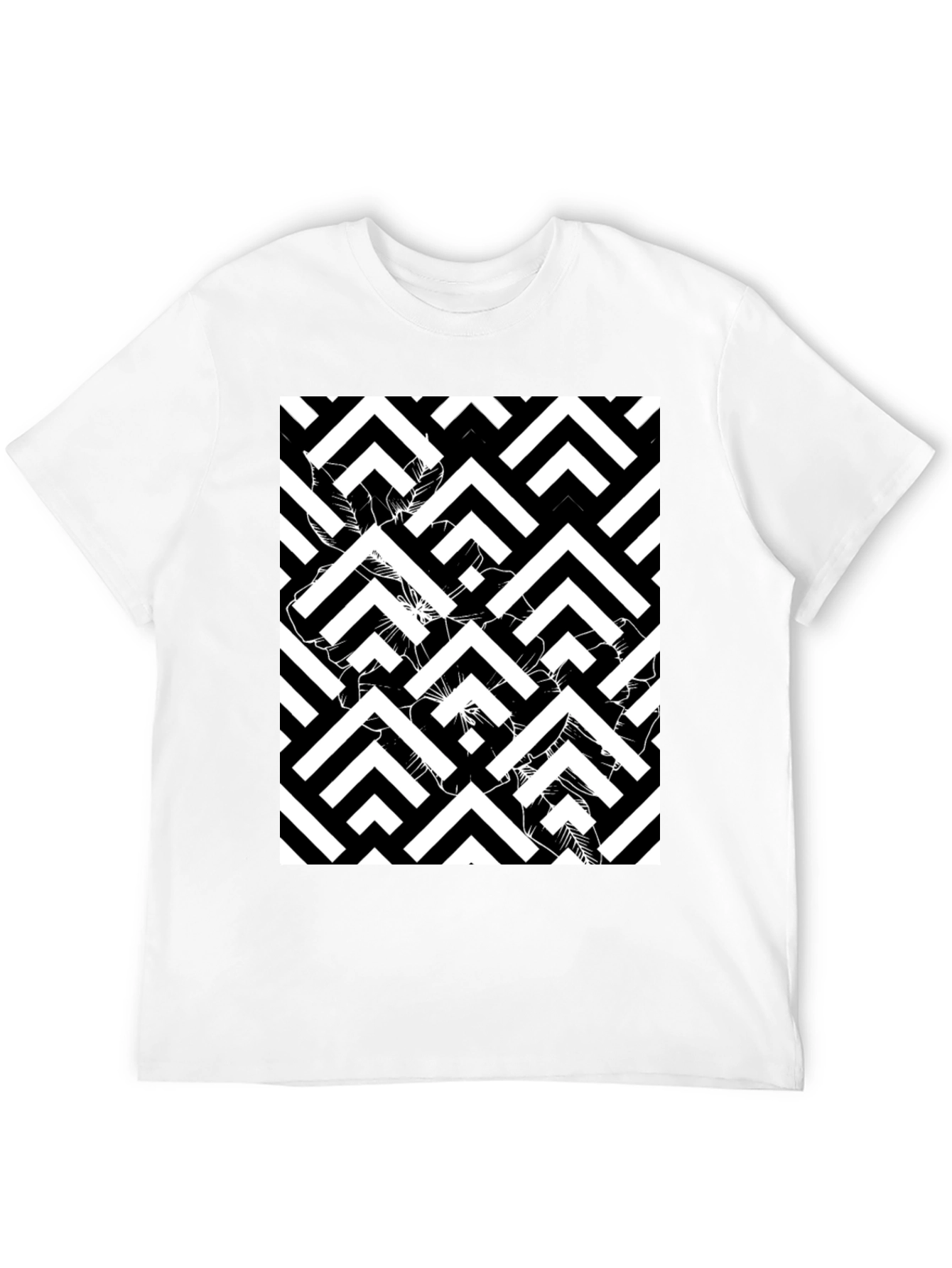 Abstract Geometric Black T-Shirt for Men