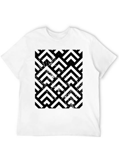 Abstract Geometric Black T-Shirt for Men