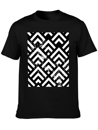Abstract Geometric Black T-Shirt for Men