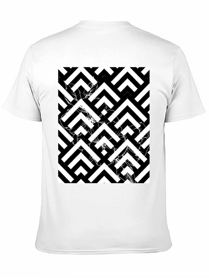 Abstract Geometric Black T-Shirt for Men