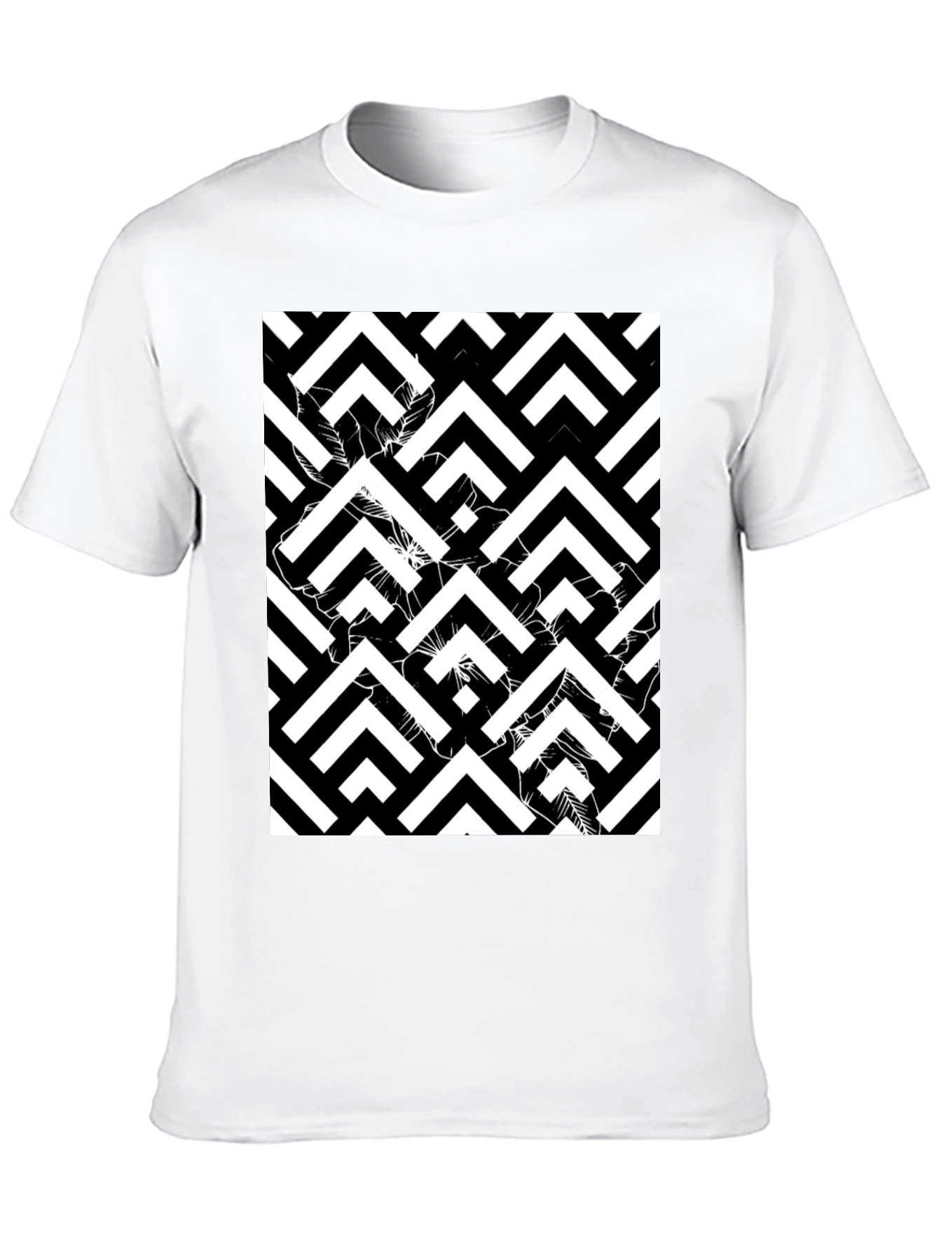 Abstract Geometric Black T-Shirt for Men