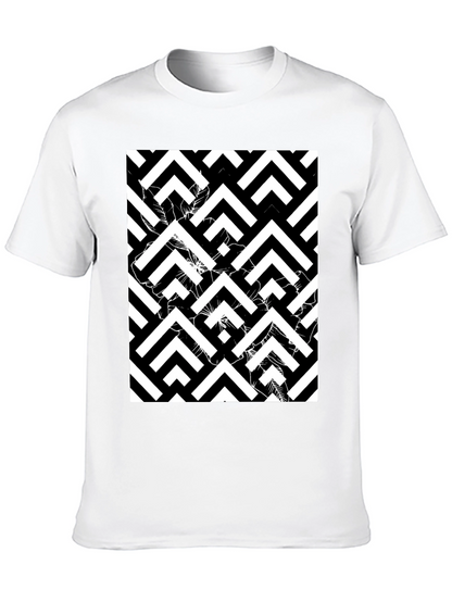 Abstract Geometric Black T-Shirt for Men