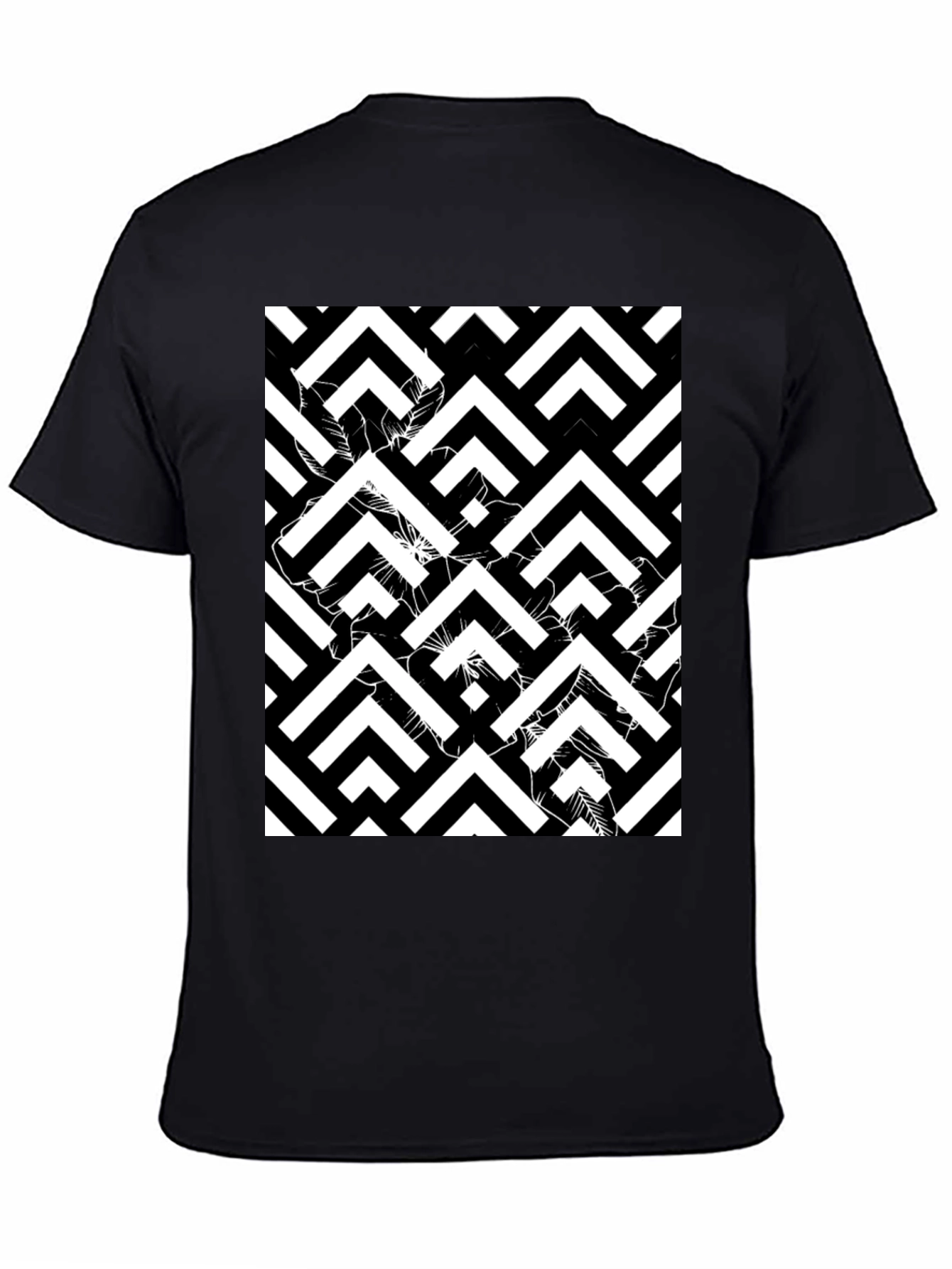 Abstract Geometric Black T-Shirt for Men