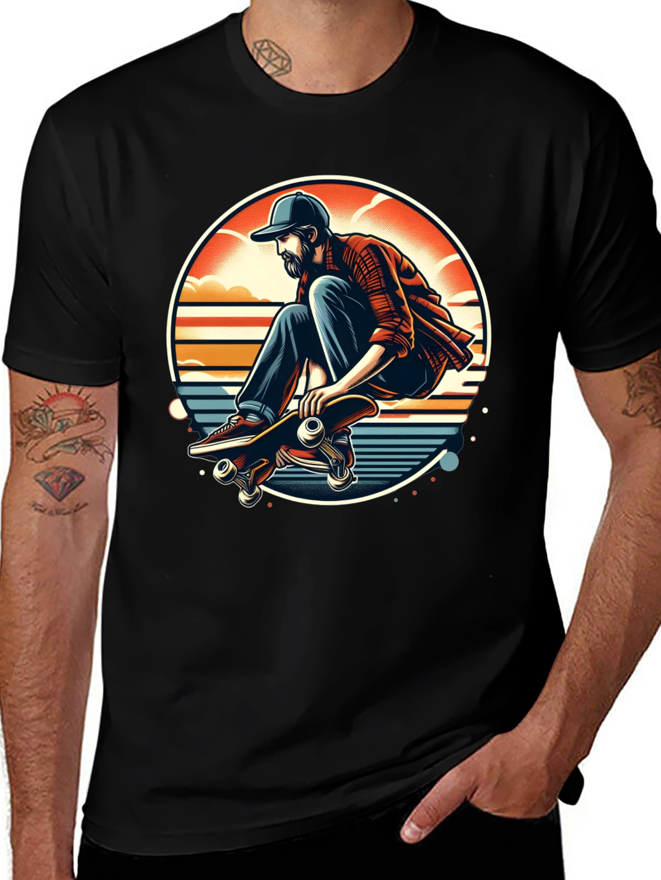 Skateboarder Graphic T-Shirt - Cool Retro Design
