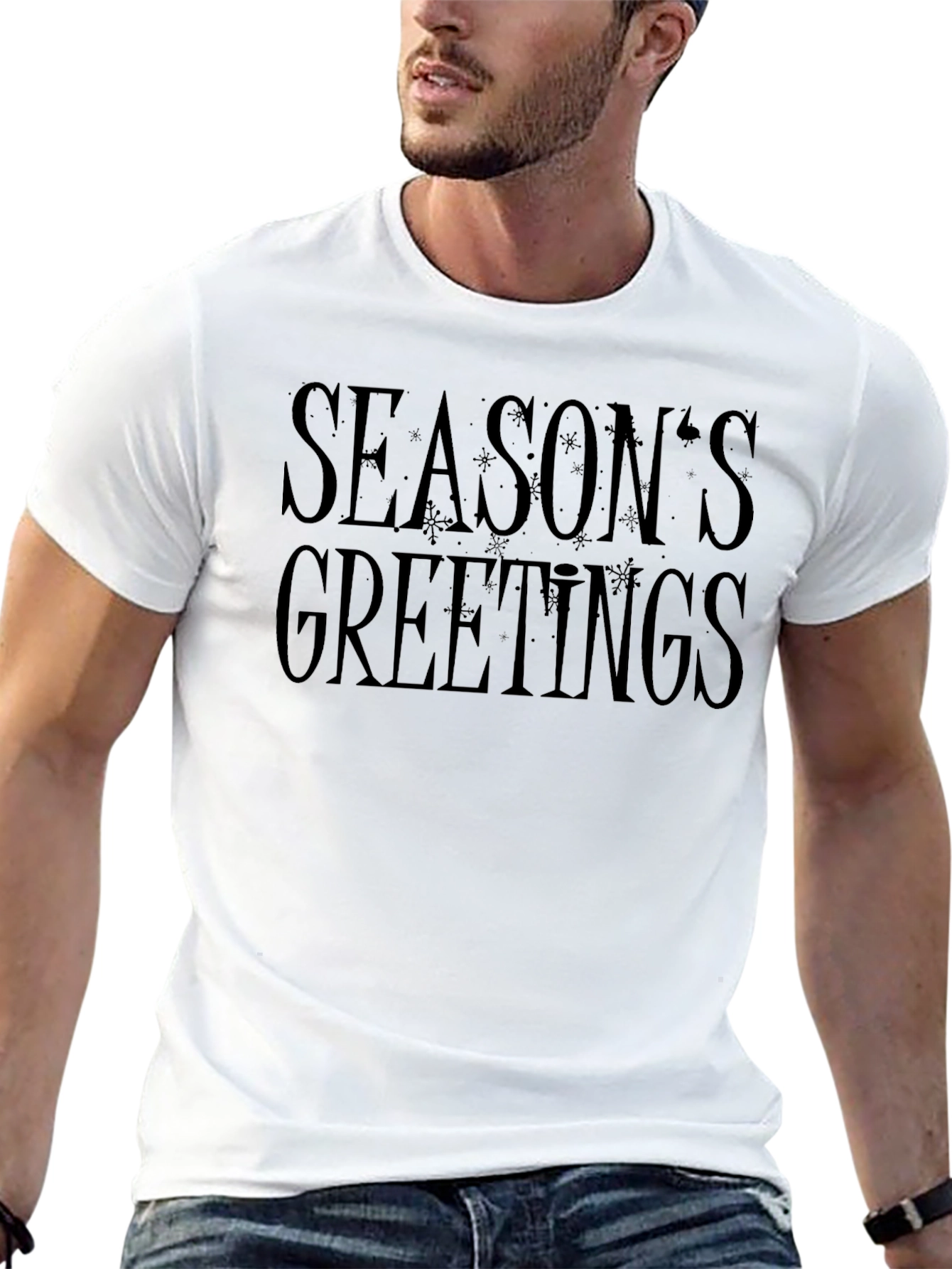 Seasons Greetings Black Graphic T-Shirt