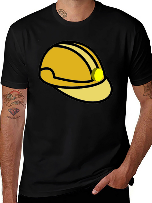 Construction Hard Hat Graphic T-Shirt - Black