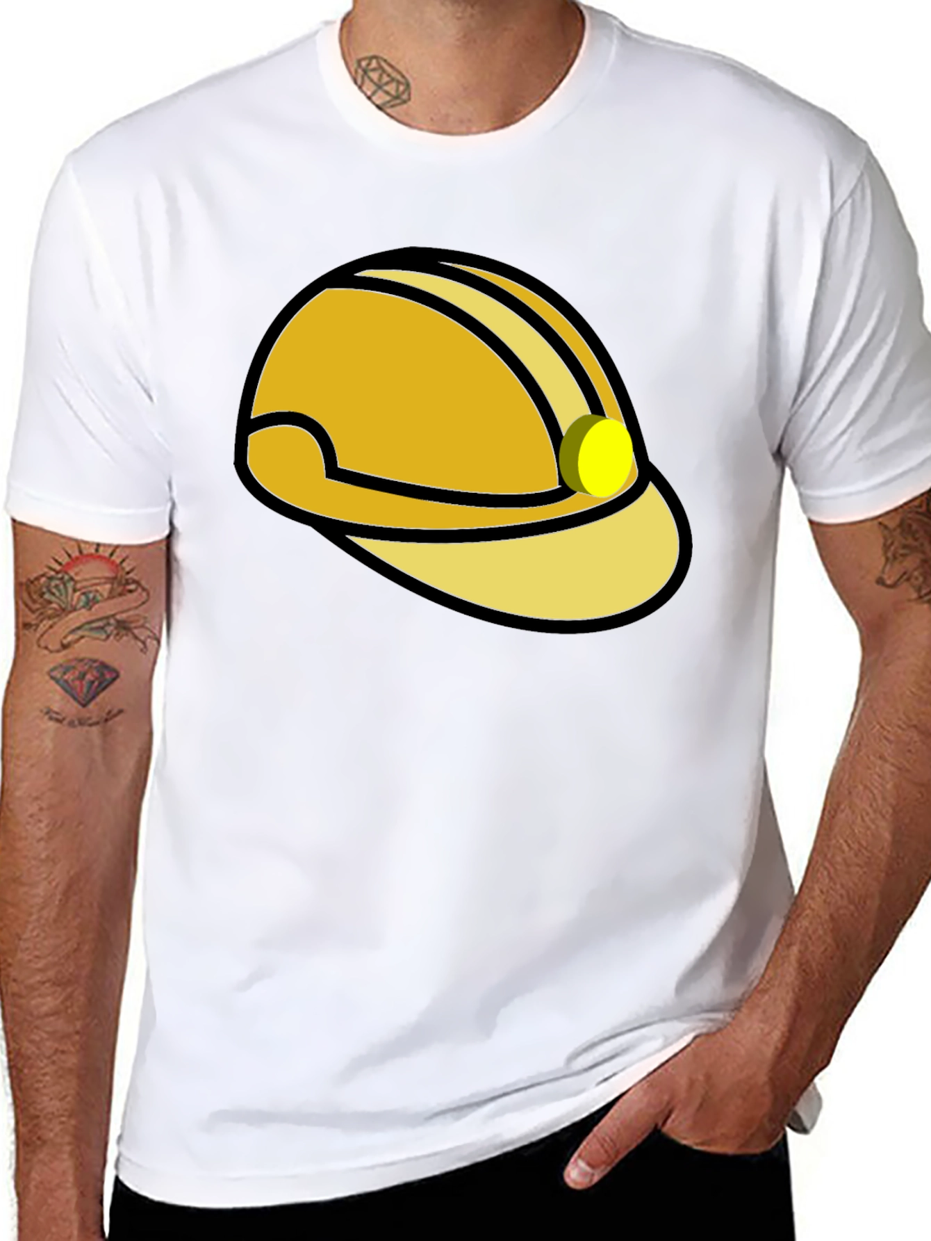 Construction Hard Hat Graphic T-Shirt - Black