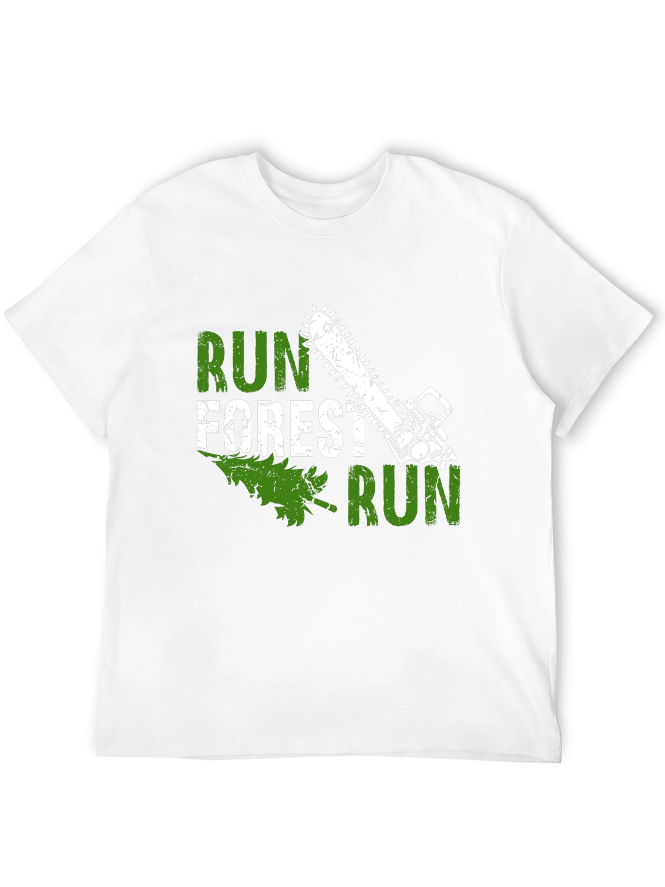 Run Forest Run Funny Chainsaw Tree T-Shirt