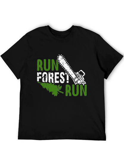 Run Forest Run Funny Chainsaw Tree T-Shirt