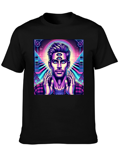 Third Eye Man Graphic Tee - Black Cotton Shirt