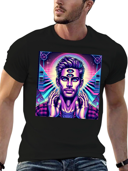 Third Eye Man Graphic Tee - Black Cotton Shirt