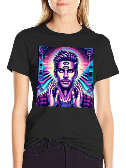 Third Eye Man Graphic Tee - Black Cotton Shirt