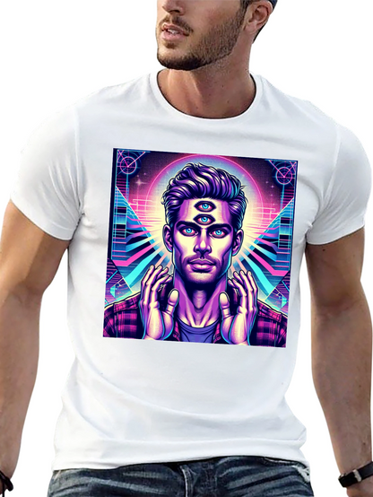 Third Eye Man Graphic Tee - Black Cotton Shirt