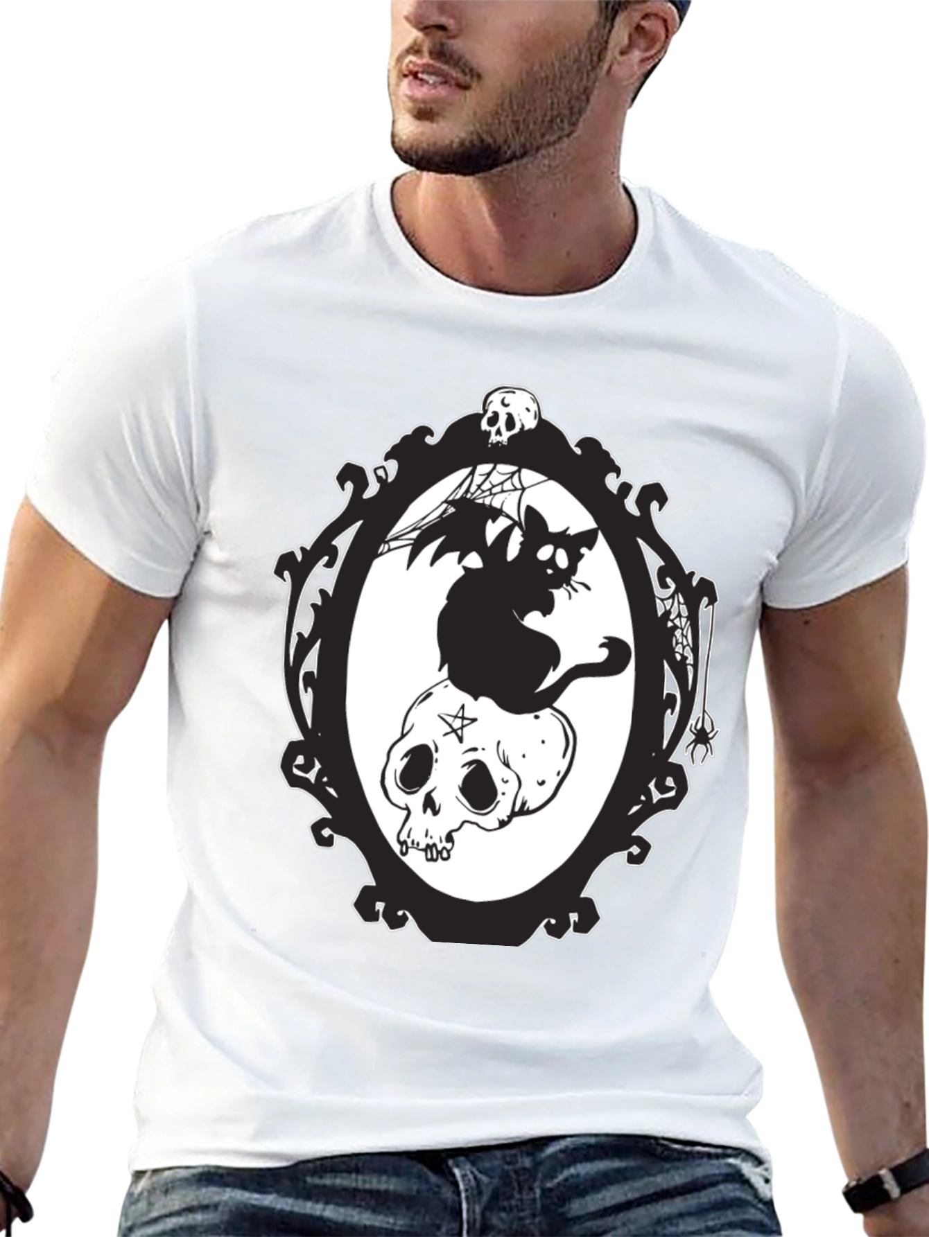 Gothic Cat & Skull T-Shirt