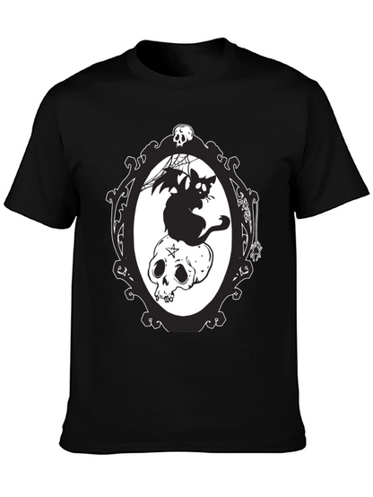 Gothic Cat & Skull T-Shirt