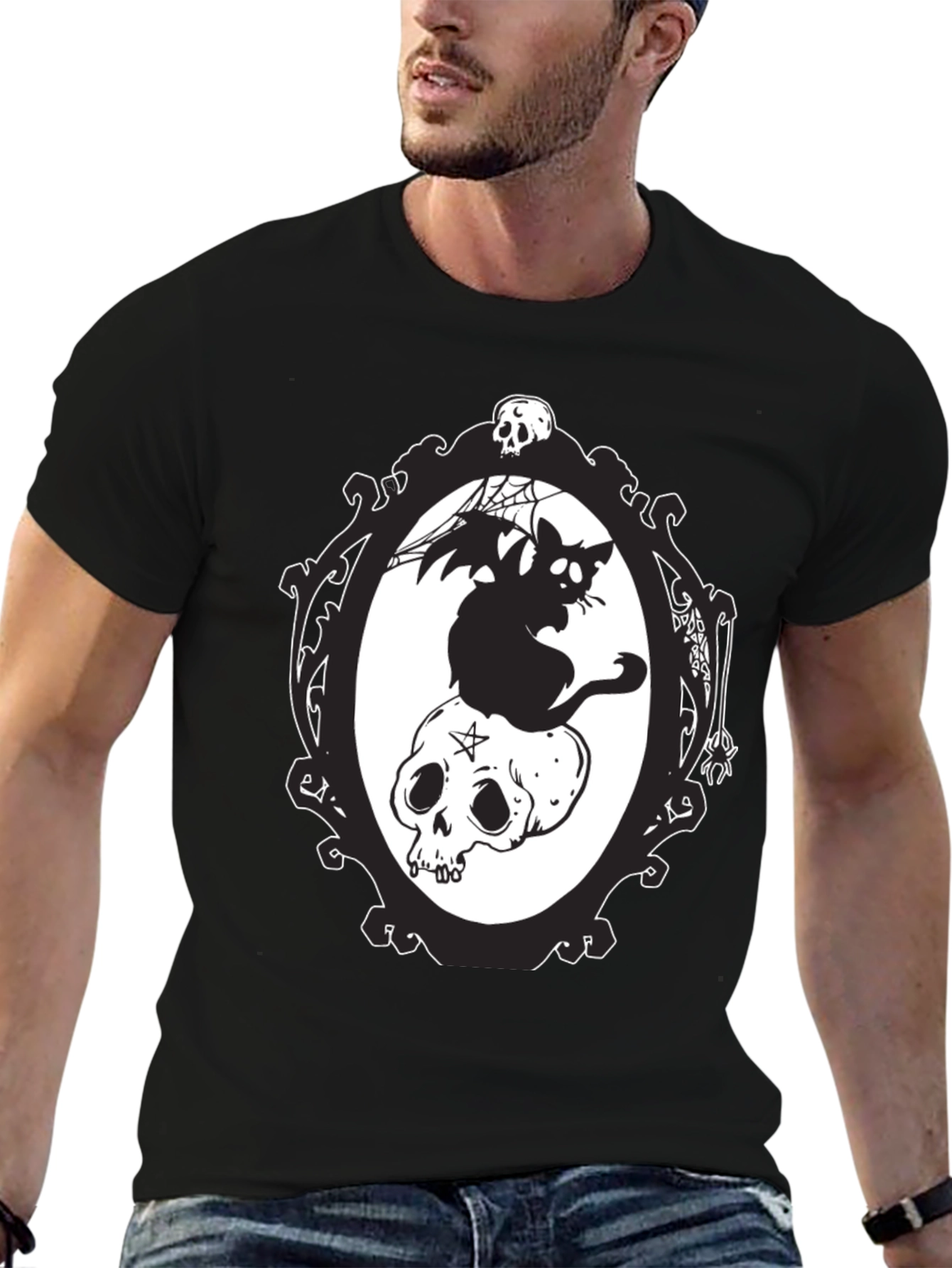 Gothic Cat & Skull T-Shirt