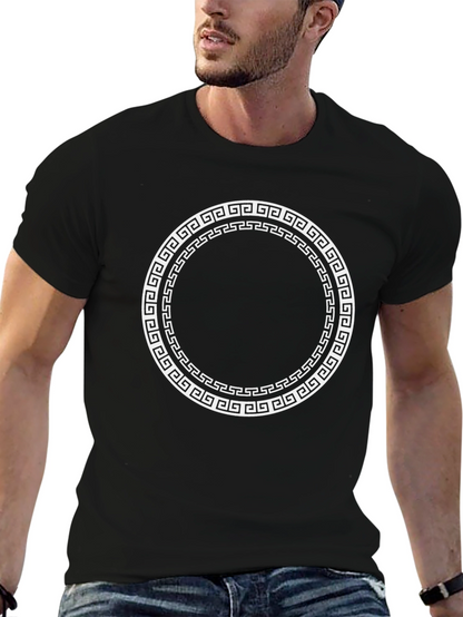 Greek Key Circle Graphic T-Shirt - Classic Style