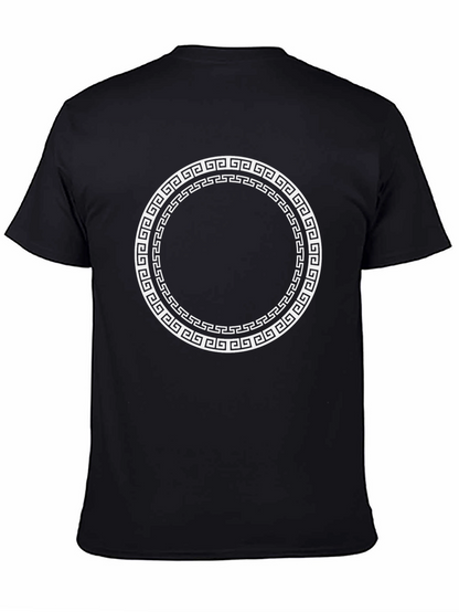 Greek Key Circle Graphic T-Shirt - Classic Style