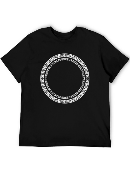 Greek Key Circle Graphic T-Shirt - Classic Style