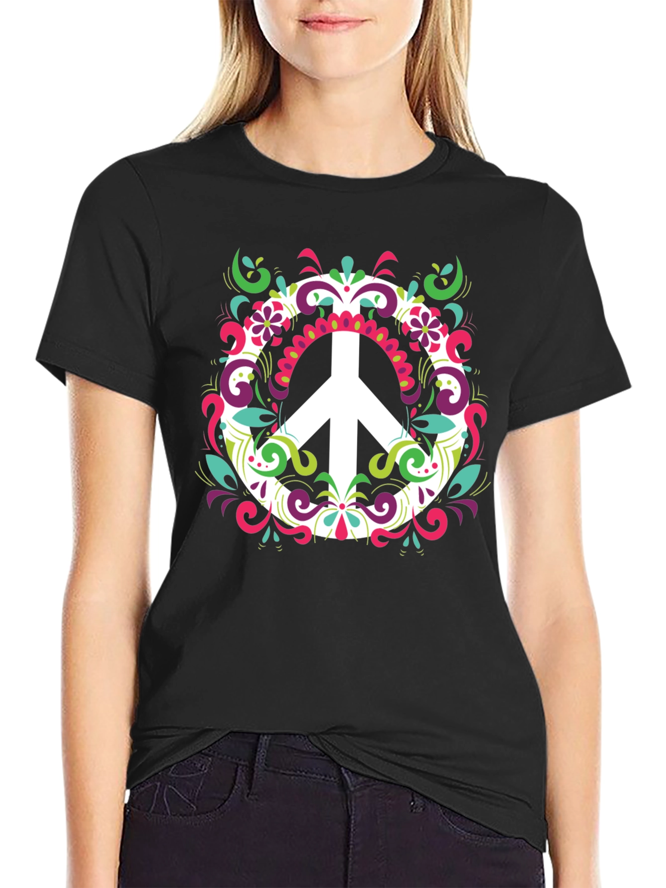 Peace Sign Graphic Tee - Mens Black T-Shirt