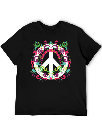 Peace Sign Graphic Tee - Mens Black T-Shirt