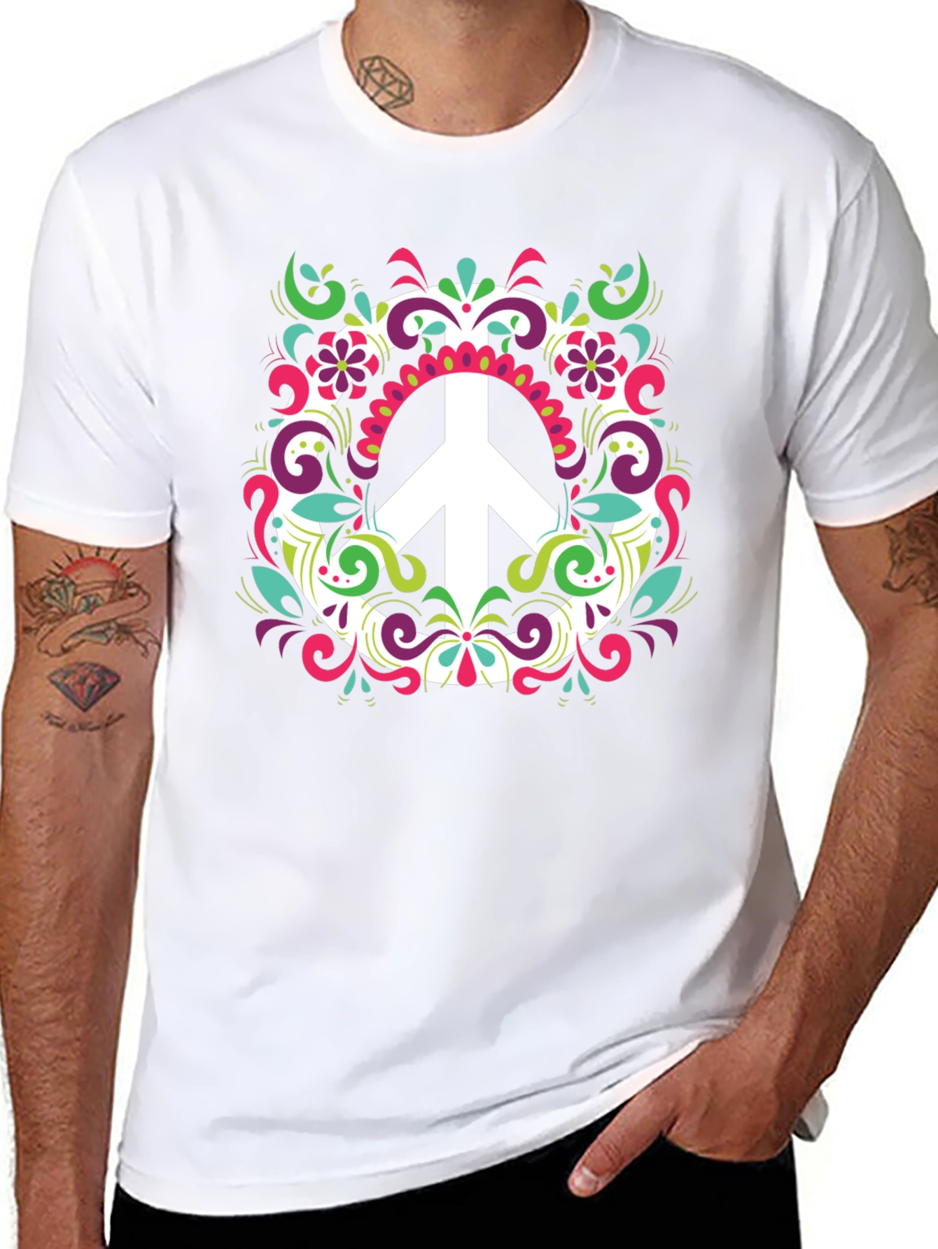 Peace Sign Graphic Tee - Mens Black T-Shirt