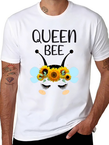 Queen Bee Sunflower Graphic Tee - Black Unisex T-Shirt