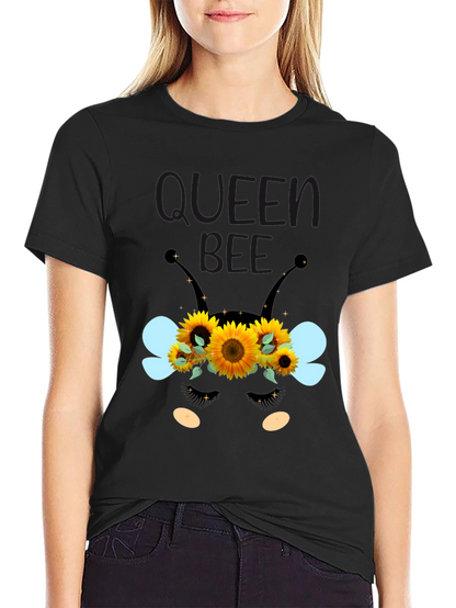 Queen Bee Sunflower Graphic Tee - Black Unisex T-Shirt