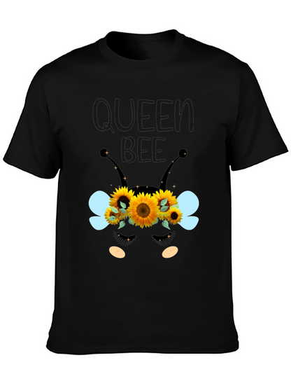 Queen Bee Sunflower Graphic Tee - Black Unisex T-Shirt