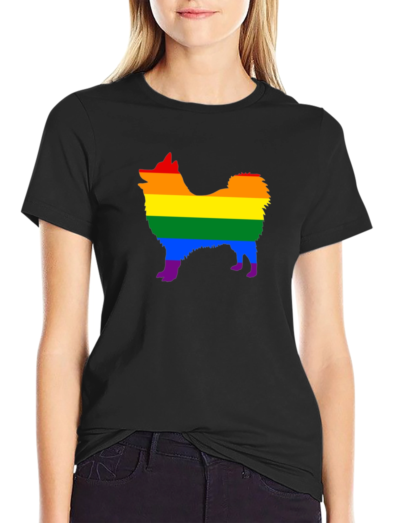 Rainbow Dog Pride T-Shirt - Black Cotton Tee