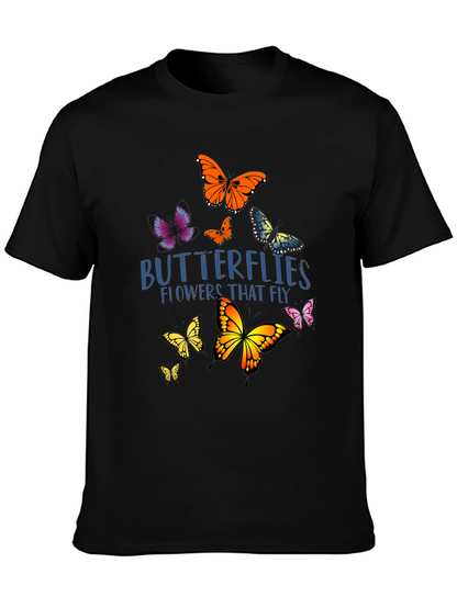 Butterfly Graphic Print Black T-Shirt