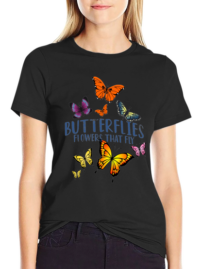 Butterfly Graphic Print Black T-Shirt