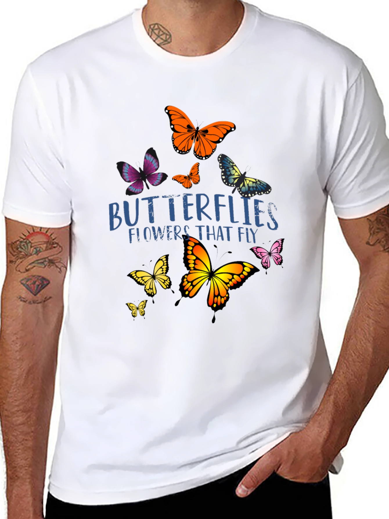 Butterfly Graphic Print Black T-Shirt