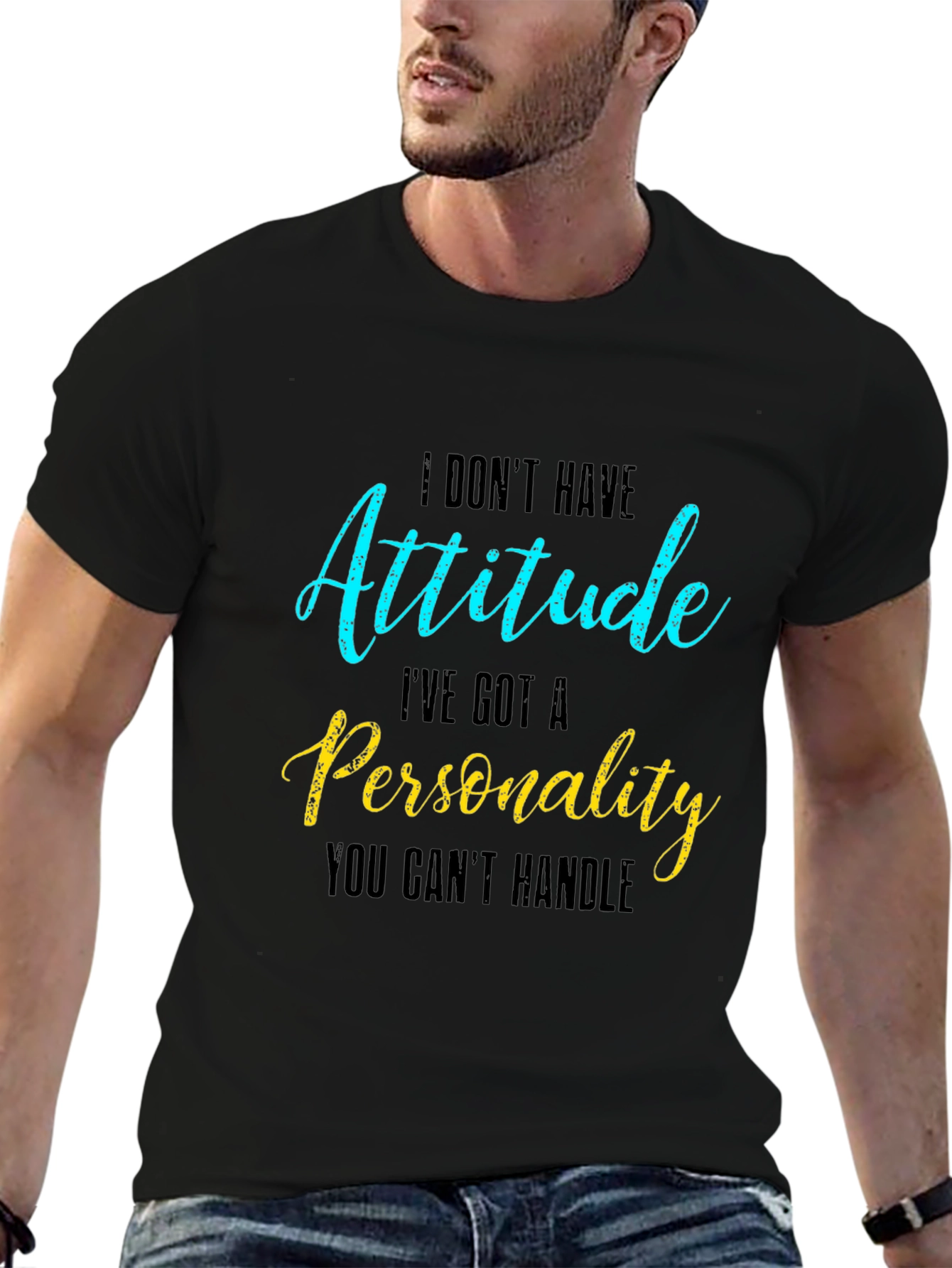 Attitude Personality Slogan Graphic Crew Neck Tee