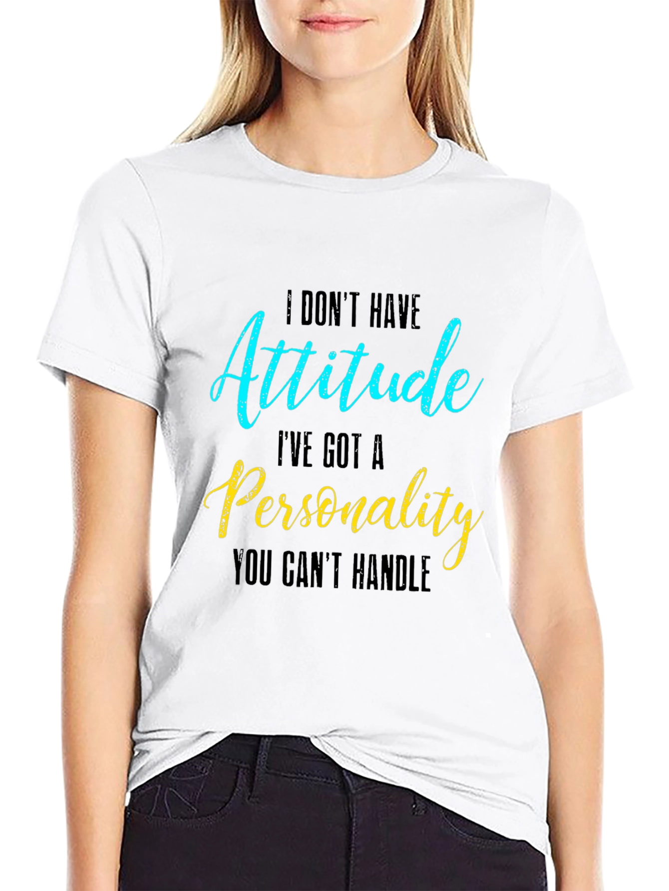 Attitude Personality Slogan Graphic Crew Neck Tee