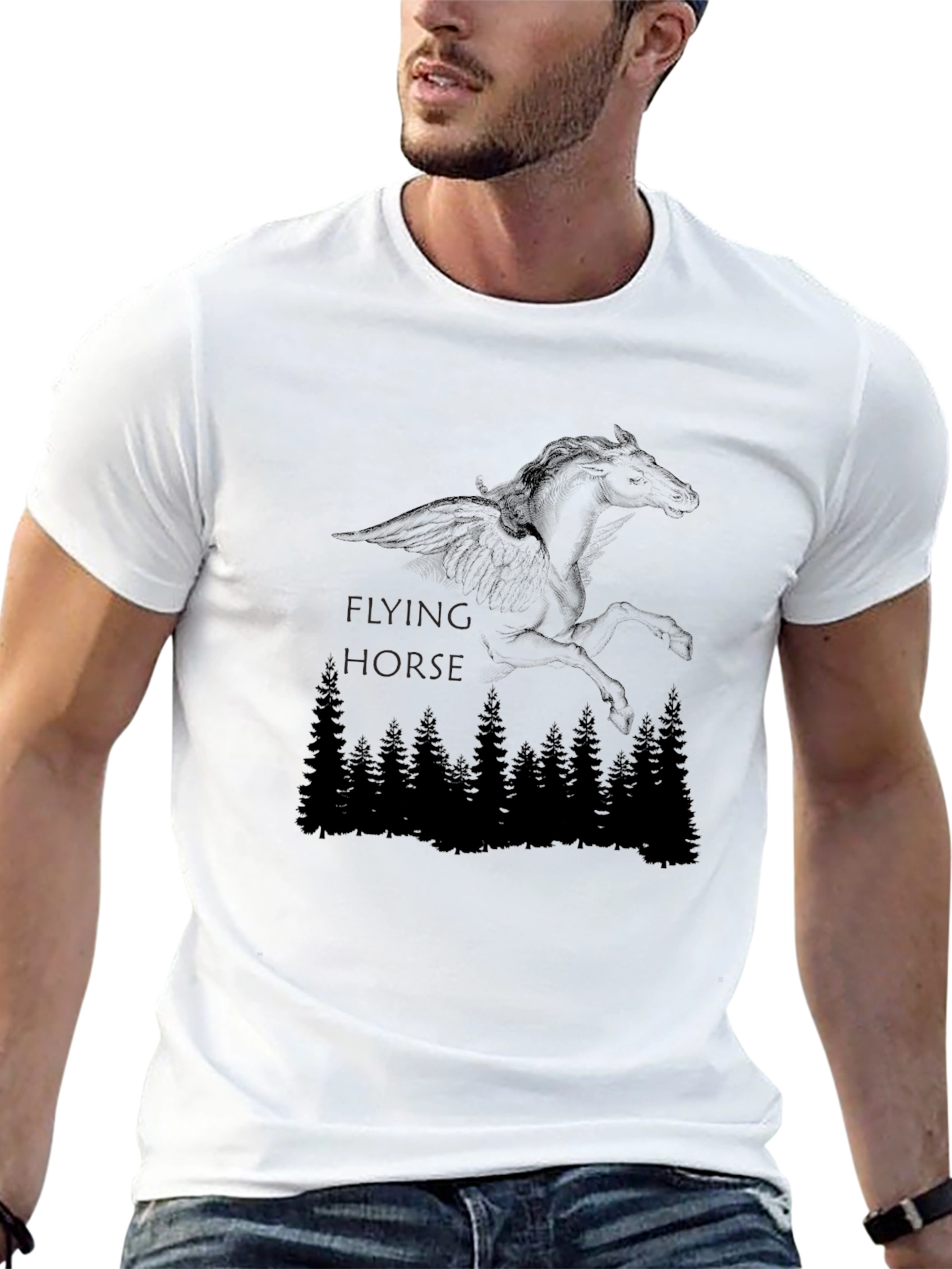 Flying Horse Graphic Tee - Mens Black T-Shirt