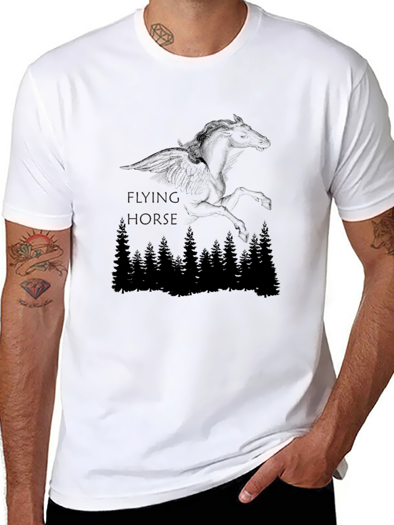 Flying Horse Graphic Tee - Mens Black T-Shirt