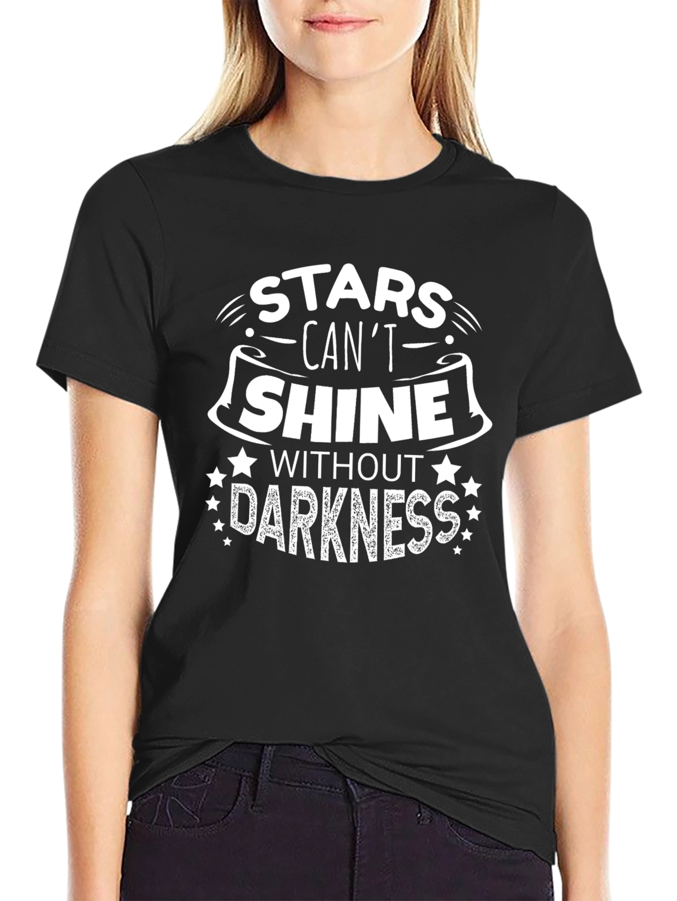 Stars Cant Shine Graphic Tee - Inspirational Black T-Shirt