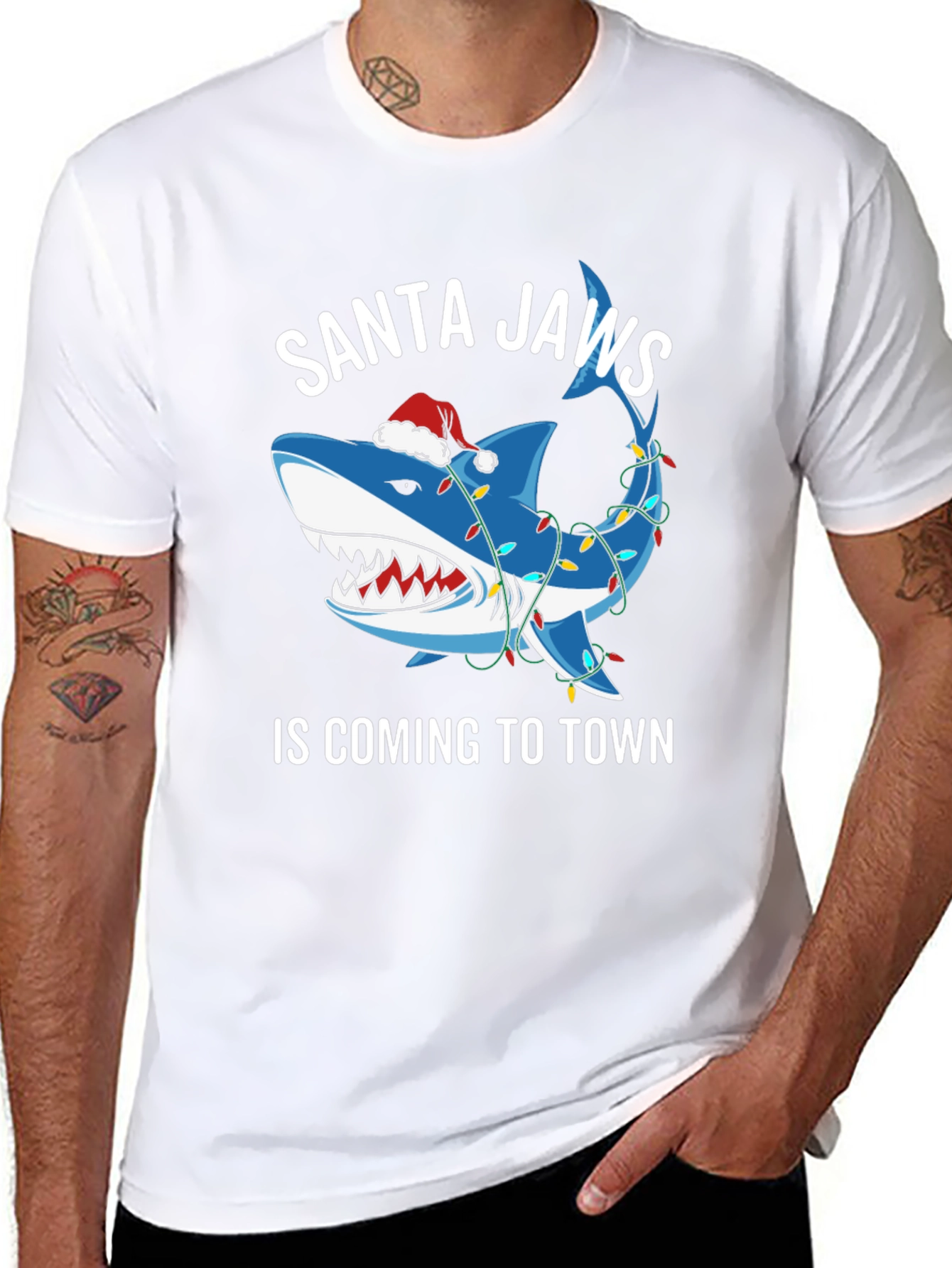 Santa Jaws T-Shirt: Shark Christmas Tee
