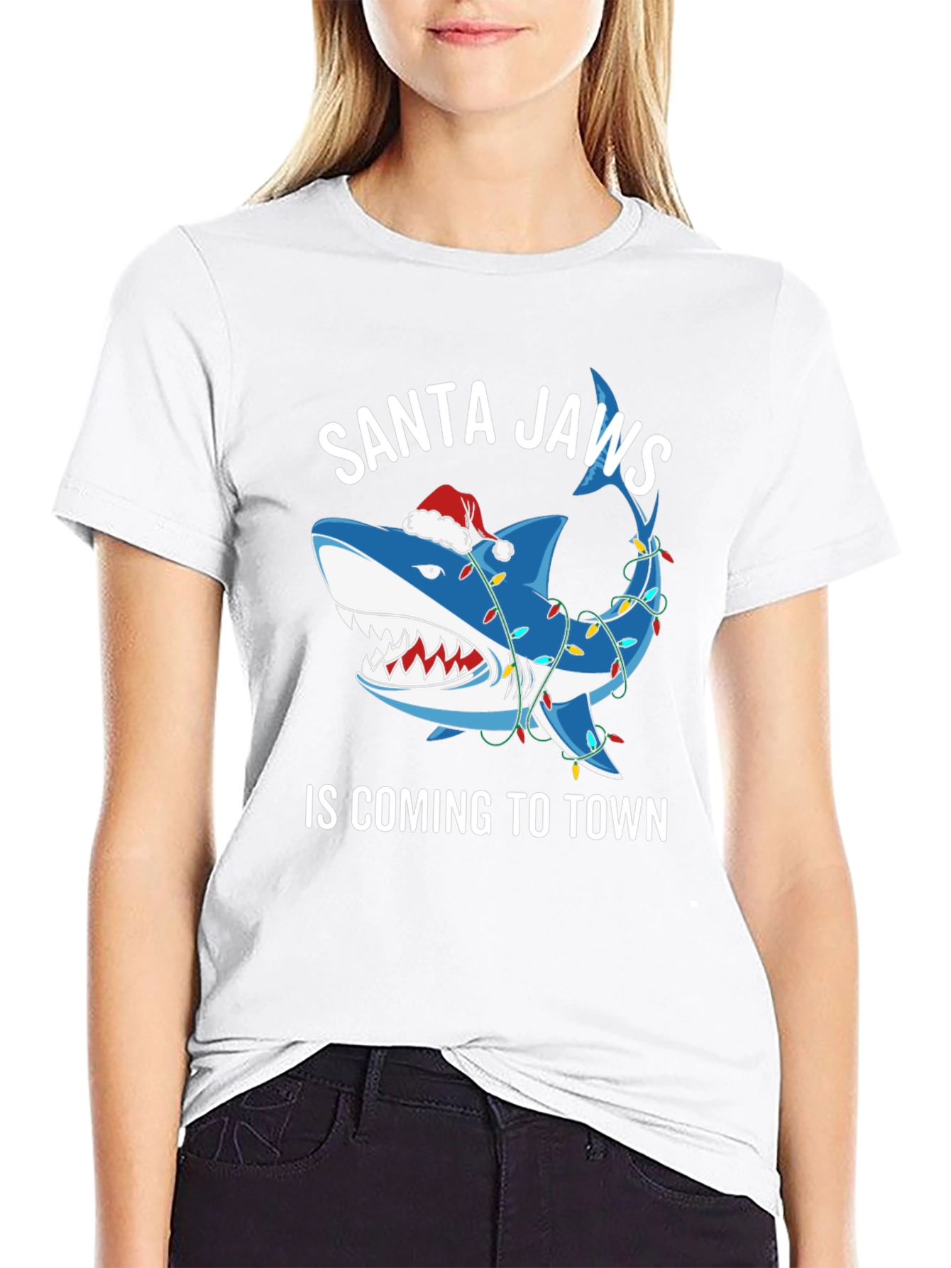 Santa Jaws T-Shirt: Shark Christmas Tee
