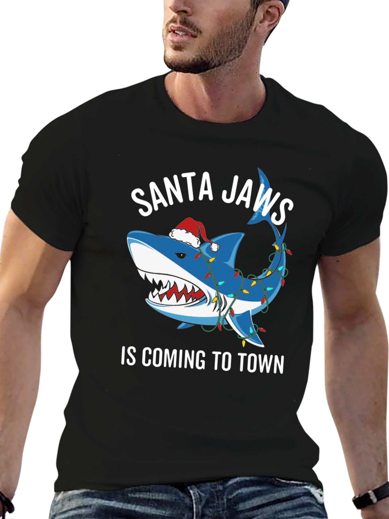 Santa Jaws T-Shirt: Shark Christmas Tee
