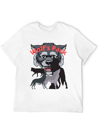 Wolfs Pack Graphic Tee - Black Cotton T-Shirt