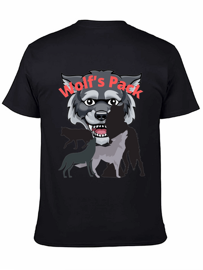 Wolfs Pack Graphic Tee - Black Cotton T-Shirt