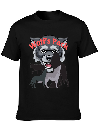 Wolfs Pack Graphic Tee - Black Cotton T-Shirt