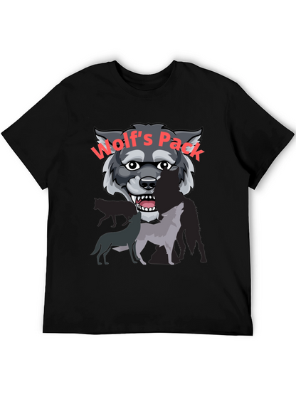 Wolfs Pack Graphic Tee - Black Cotton T-Shirt