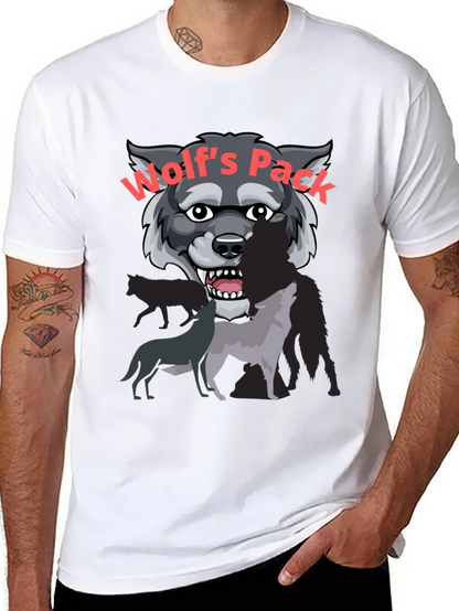 Wolfs Pack Graphic Tee - Black Cotton T-Shirt