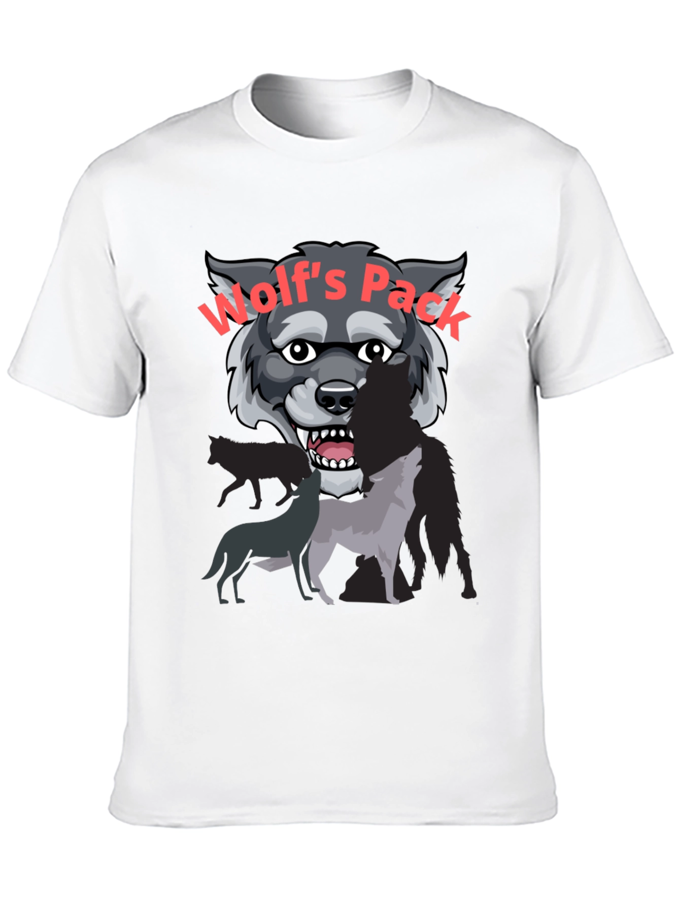 Wolfs Pack Graphic Tee - Black Cotton T-Shirt