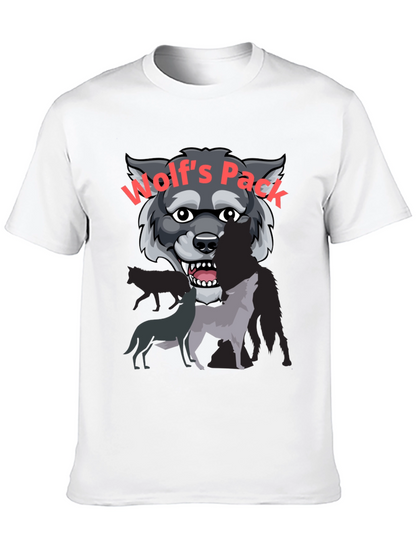 Wolfs Pack Graphic Tee - Black Cotton T-Shirt